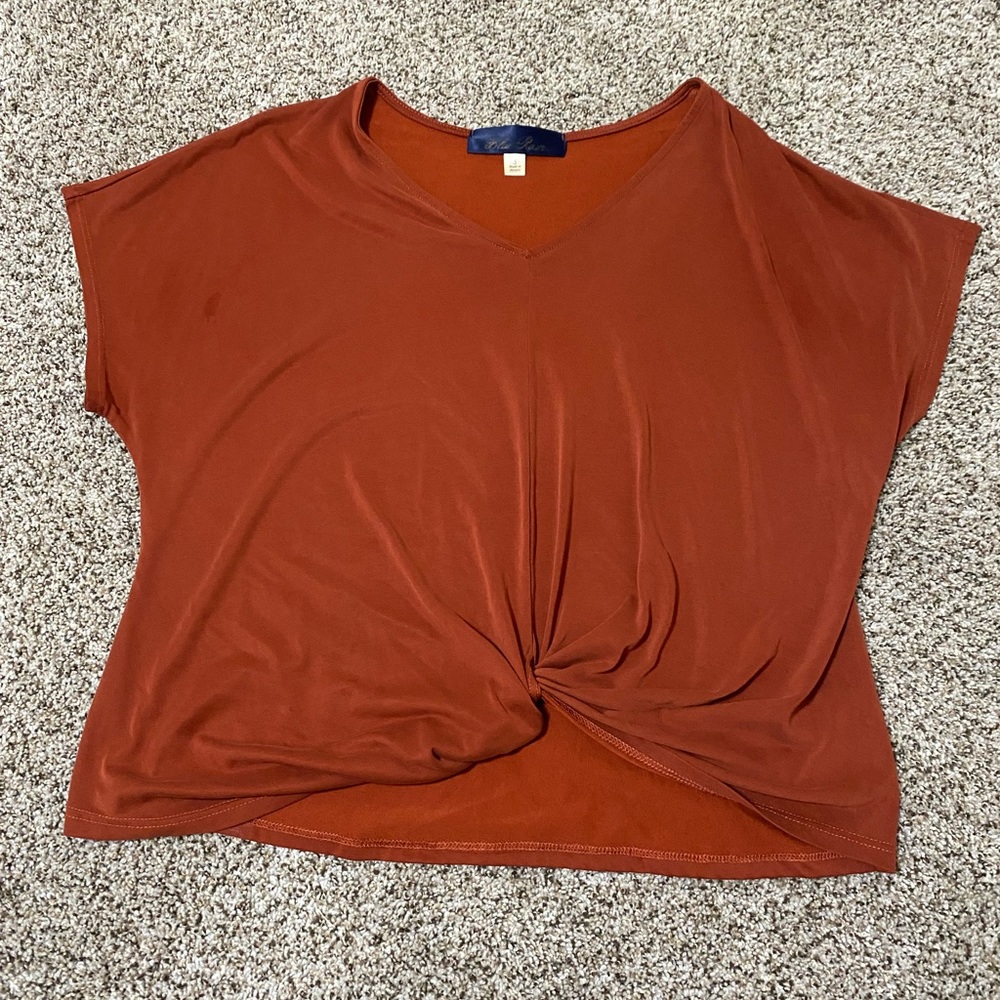 Burnt Orange Flowy Tied Blouse